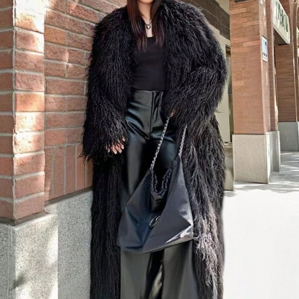 Multicolor Casual Women's Long Faux Fur Coat